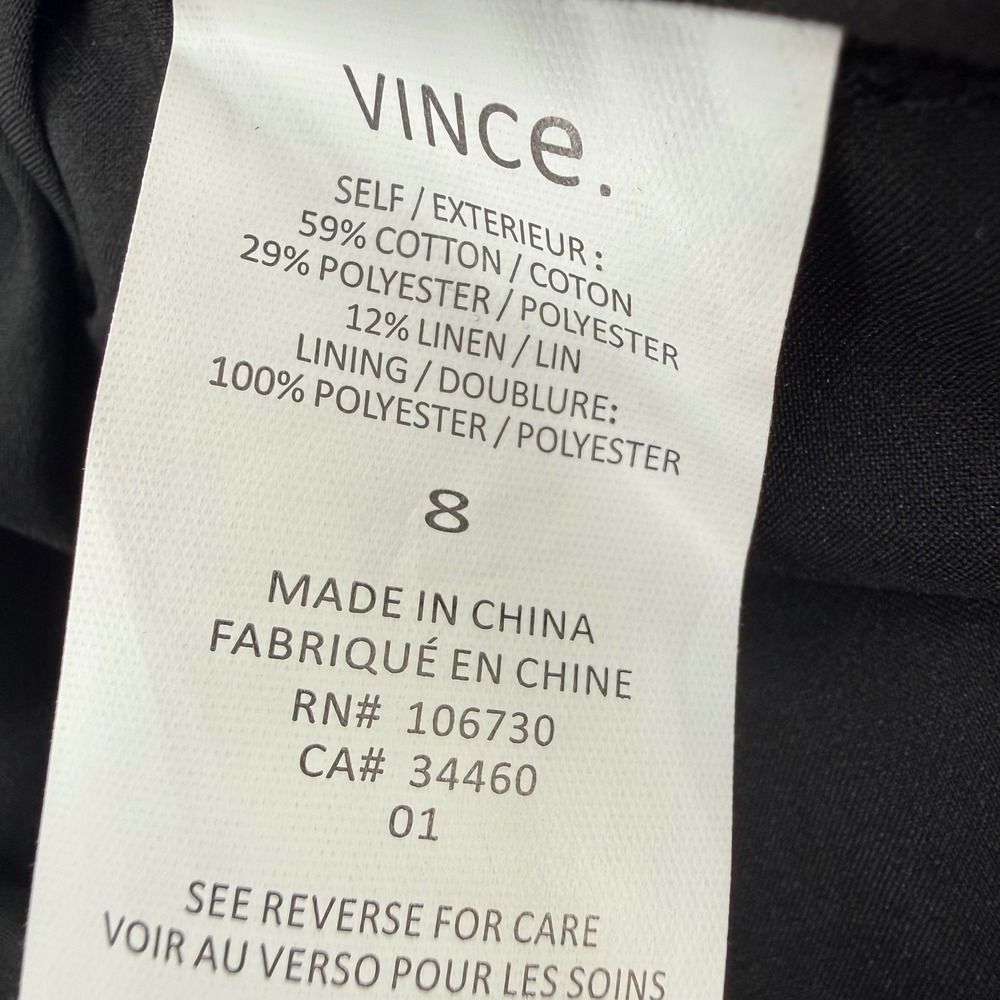 Vince Women's Size 8 Black‎ Cotton Linen Blend Tailored Pleated Shorts NEW - Picture 5 of 6